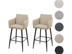 Taburete de bar MCW-H93 (juego de 2), imitación de cuero topo-beige