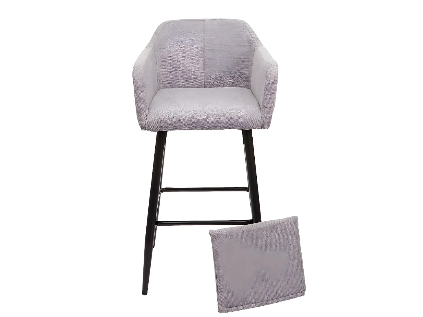 Taburete de bar MCW-H93 (juego de 2), tela/textil gris claro