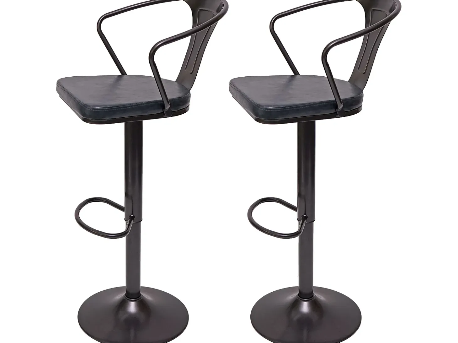 Taburete de bar MCW-H10b (juego de 2), vintage negro-gris