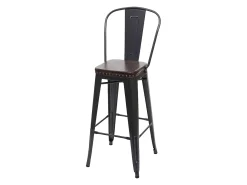 Taburete de bar MCW-H10c (juego de 2), negro-marrón