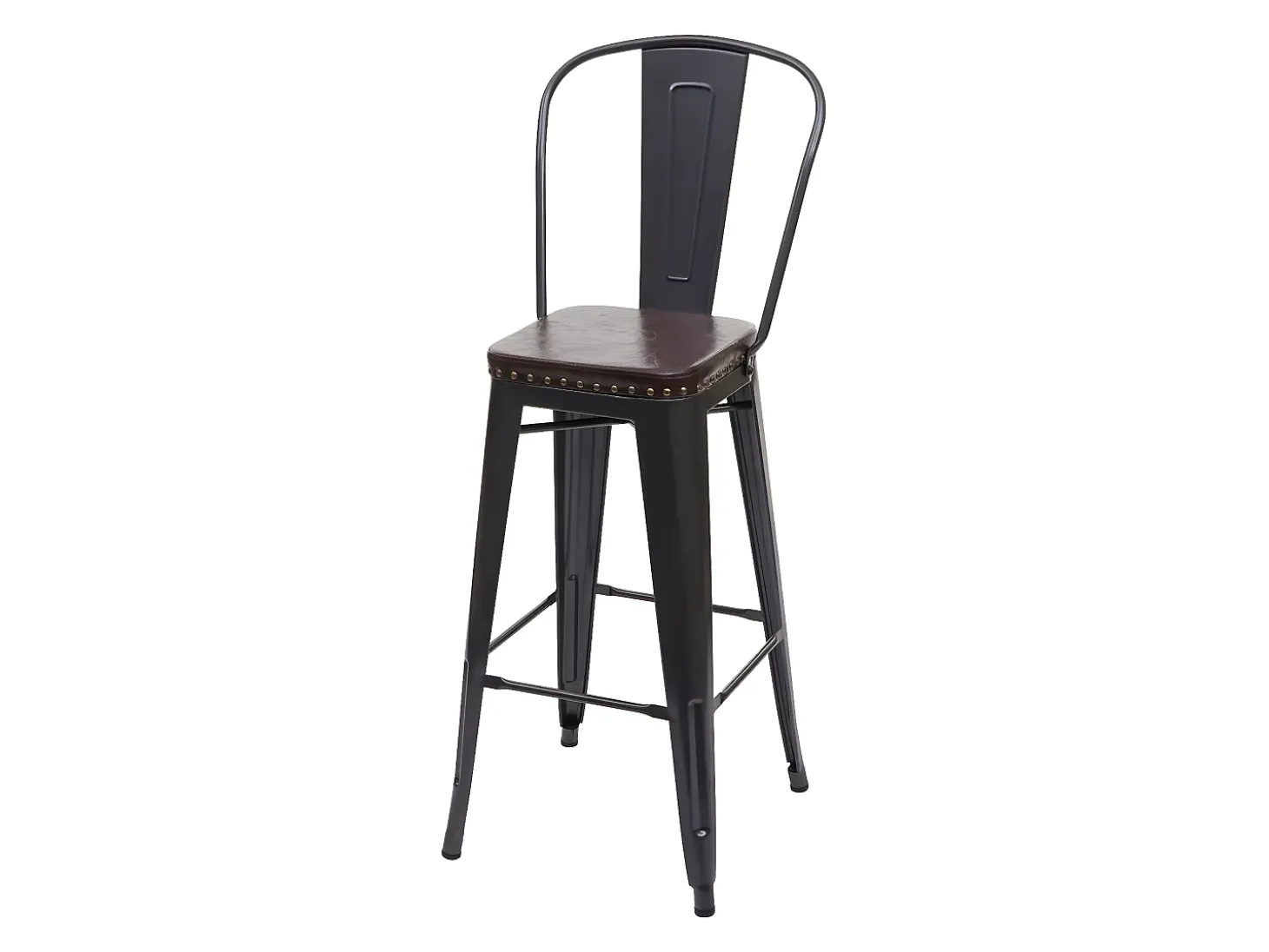 Taburete de bar MCW-H10c (juego de 2), negro-marrón