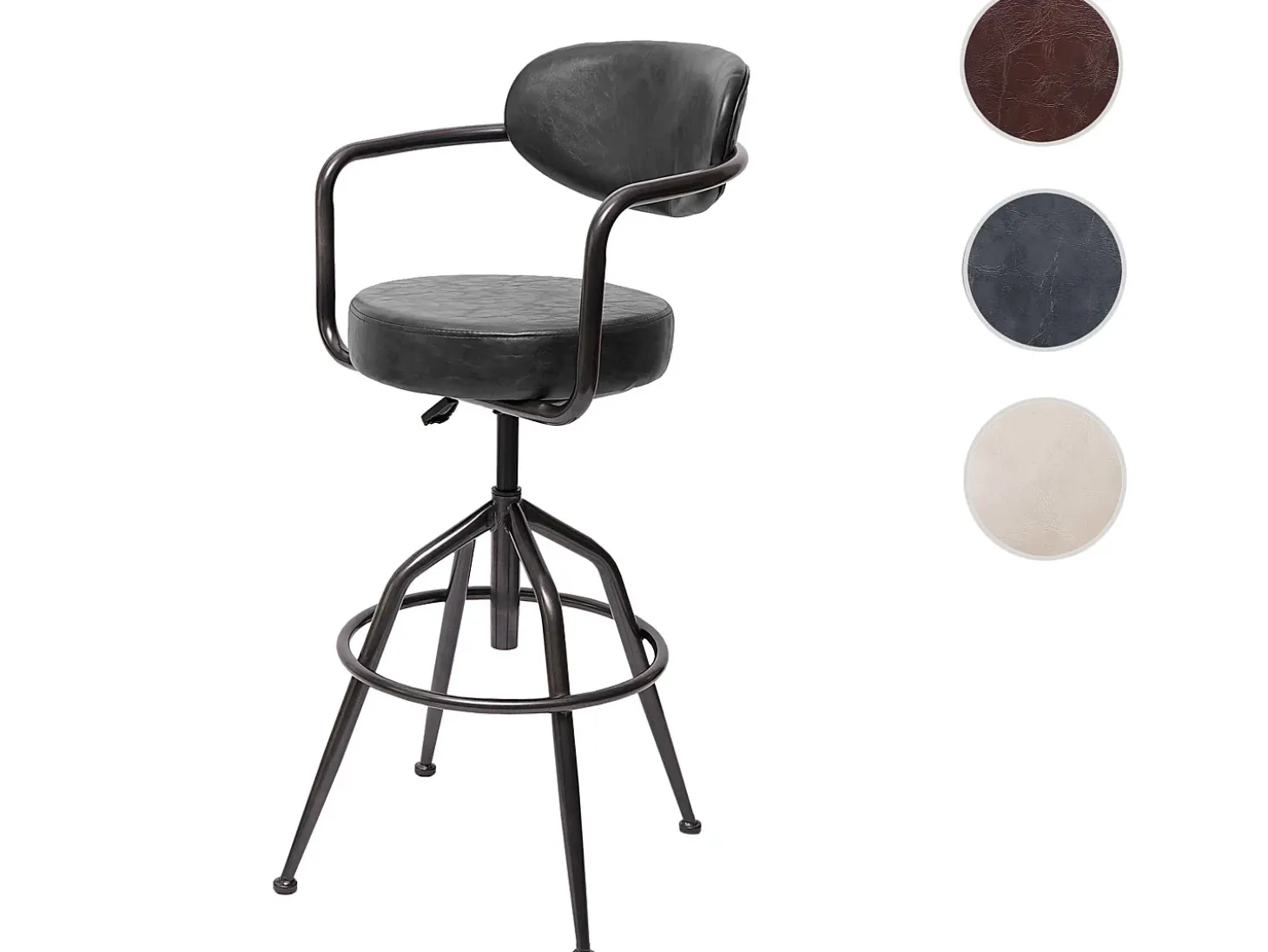 Taburete de bar MCW-H10f, gris vintage