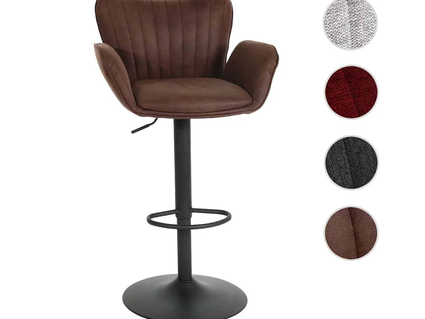 Taburete de bar MCW-M67, marrón oscuro pie negro