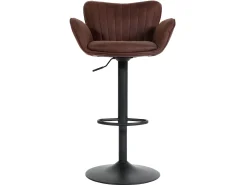 Taburete de bar MCW-M67, marrón oscuro pie negro