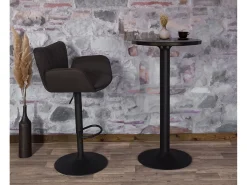 Taburete de bar MCW-M67, marrón oscuro pie negro