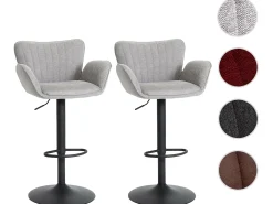 Taburete de bar MCW-M67 (juego de 2), gris claro pie negro