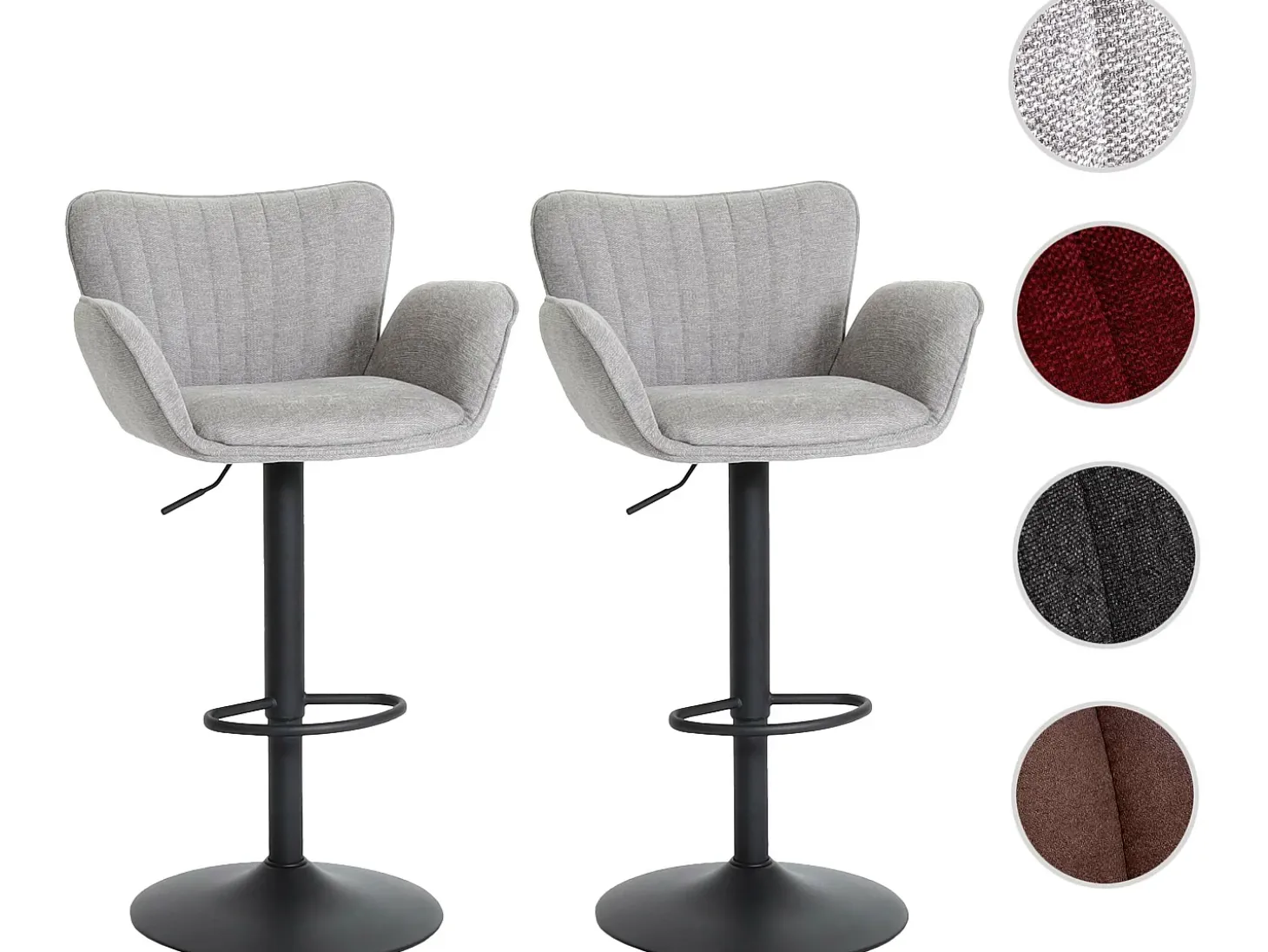 Taburete de bar MCW-M67 (juego de 2), gris claro pie negro