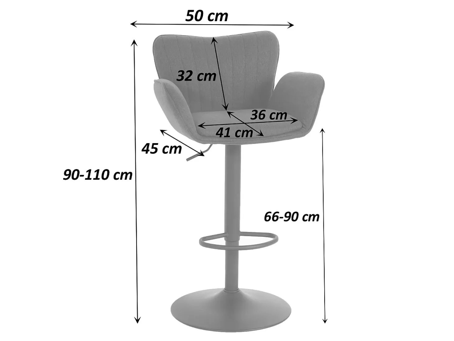 Taburete de bar MCW-M67 (juego de 2), gris claro pie negro