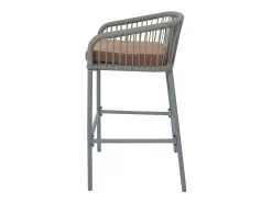 Taburete de bar MCW-O22 (juego de 2), gris claro, cojín topo