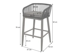 Taburete de bar MCW-O22 (juego de 2), gris claro, cojín gris oscuro