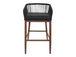 Taburete de bar MCW-O22 (juego de 2), antracita, cojín gris oscuro