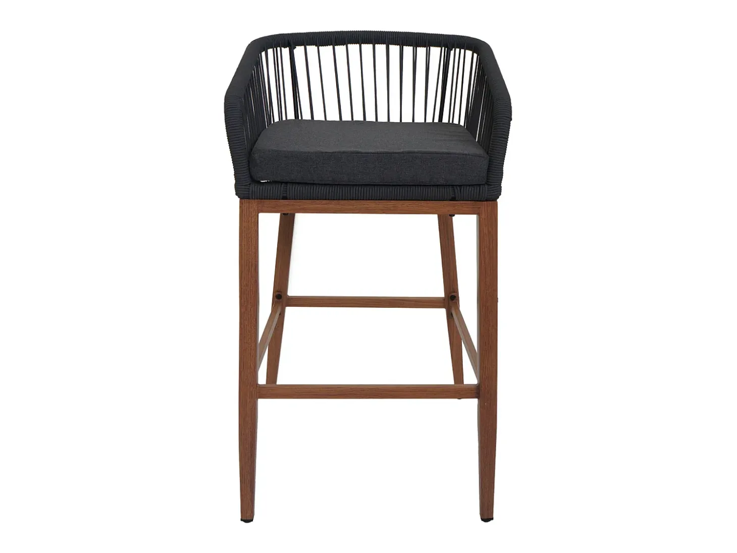 Taburete de bar MCW-O22 (juego de 2), antracita, cojín gris oscuro