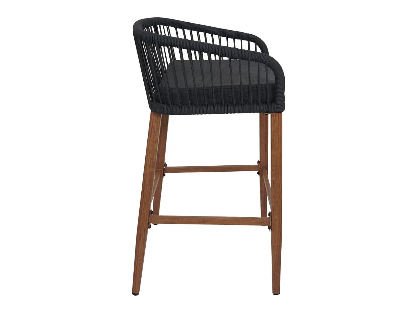 Taburete de bar MCW-O22 (juego de 2), antracita, cojín gris oscuro