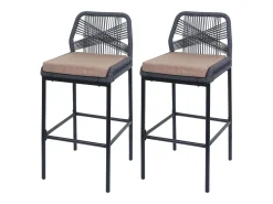 Taburete de bar MCW-O21 (set de 2), antracita, cojín topo