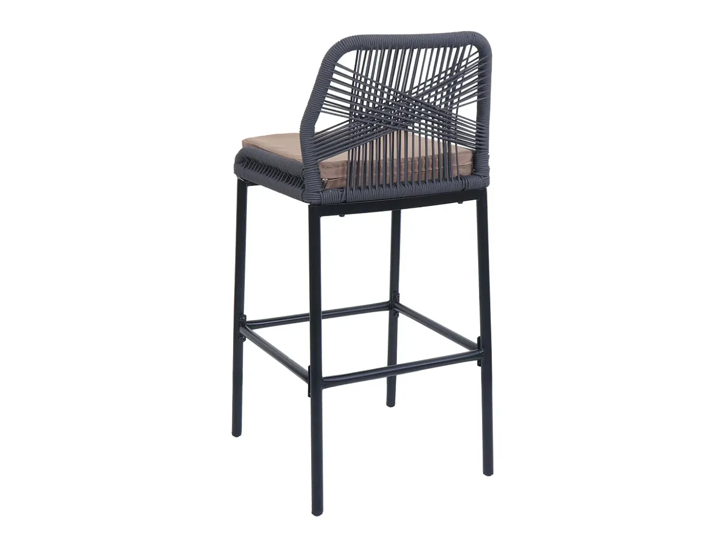 Taburete de bar MCW-O21 (set de 2), antracita, cojín topo