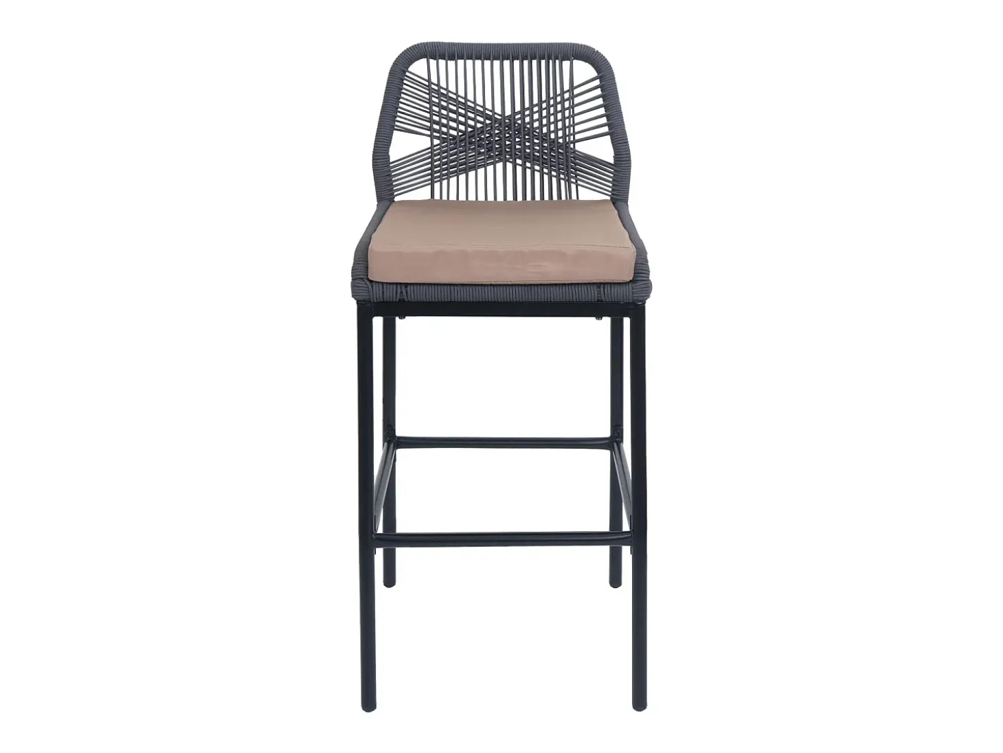 Taburete de bar MCW-O21 (set de 2), antracita, cojín topo