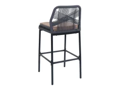 Taburete de bar MCW-O21 (set de 2), antracita, cojín topo