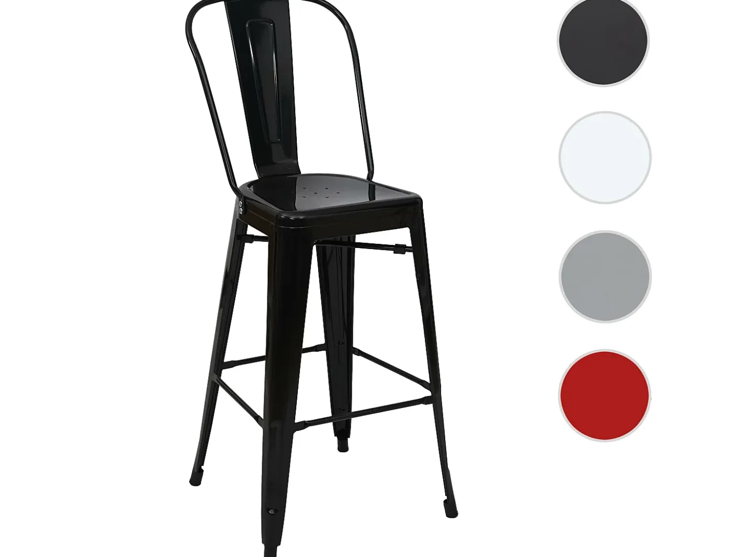 Taburete de bar metálico MCW-A73, negro