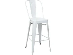 Taburete de bar metálico MCW-A73, blanco