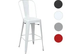 Taburete de bar metálico MCW-A73, blanco