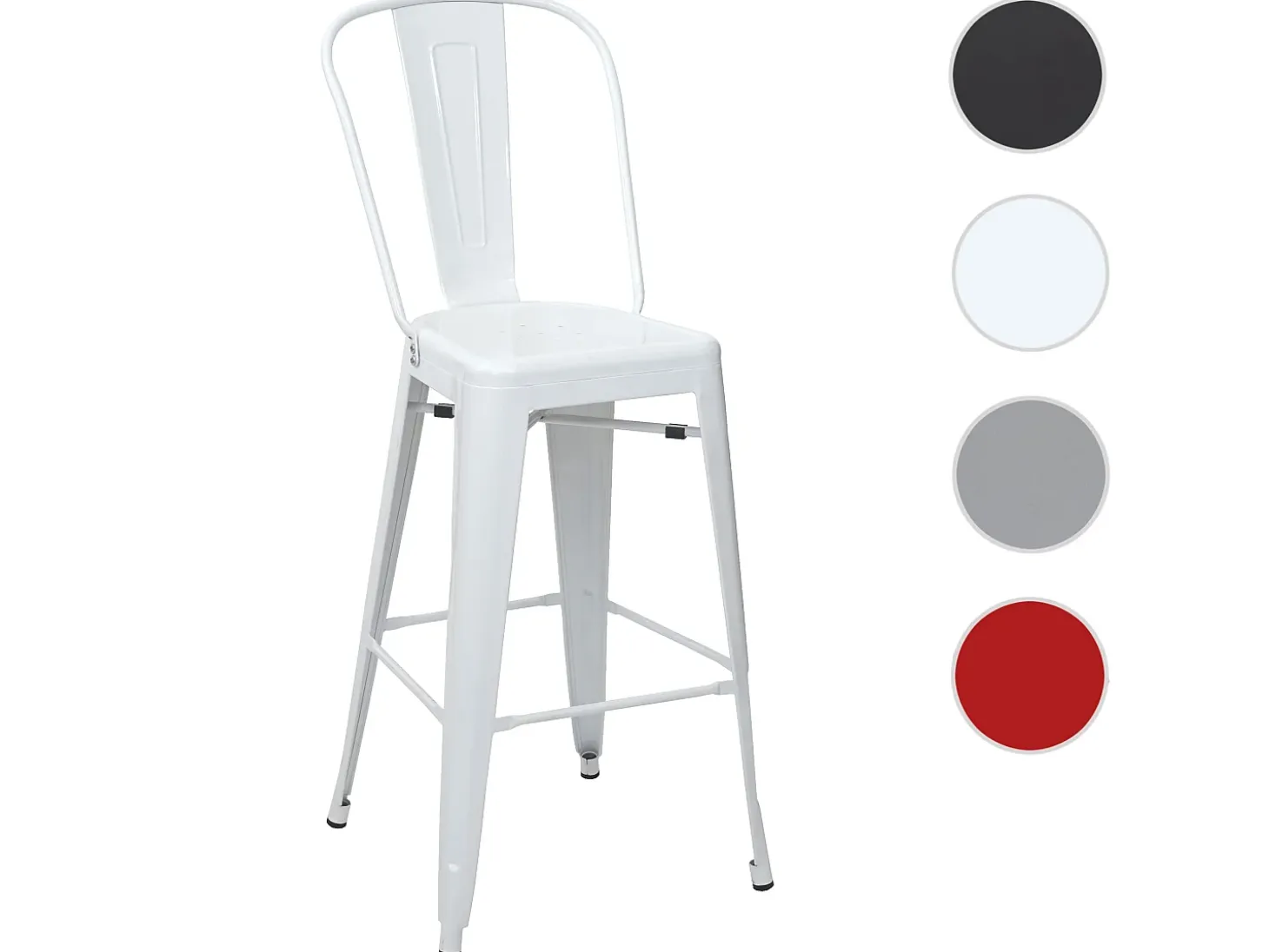Taburete de bar metálico MCW-A73, blanco