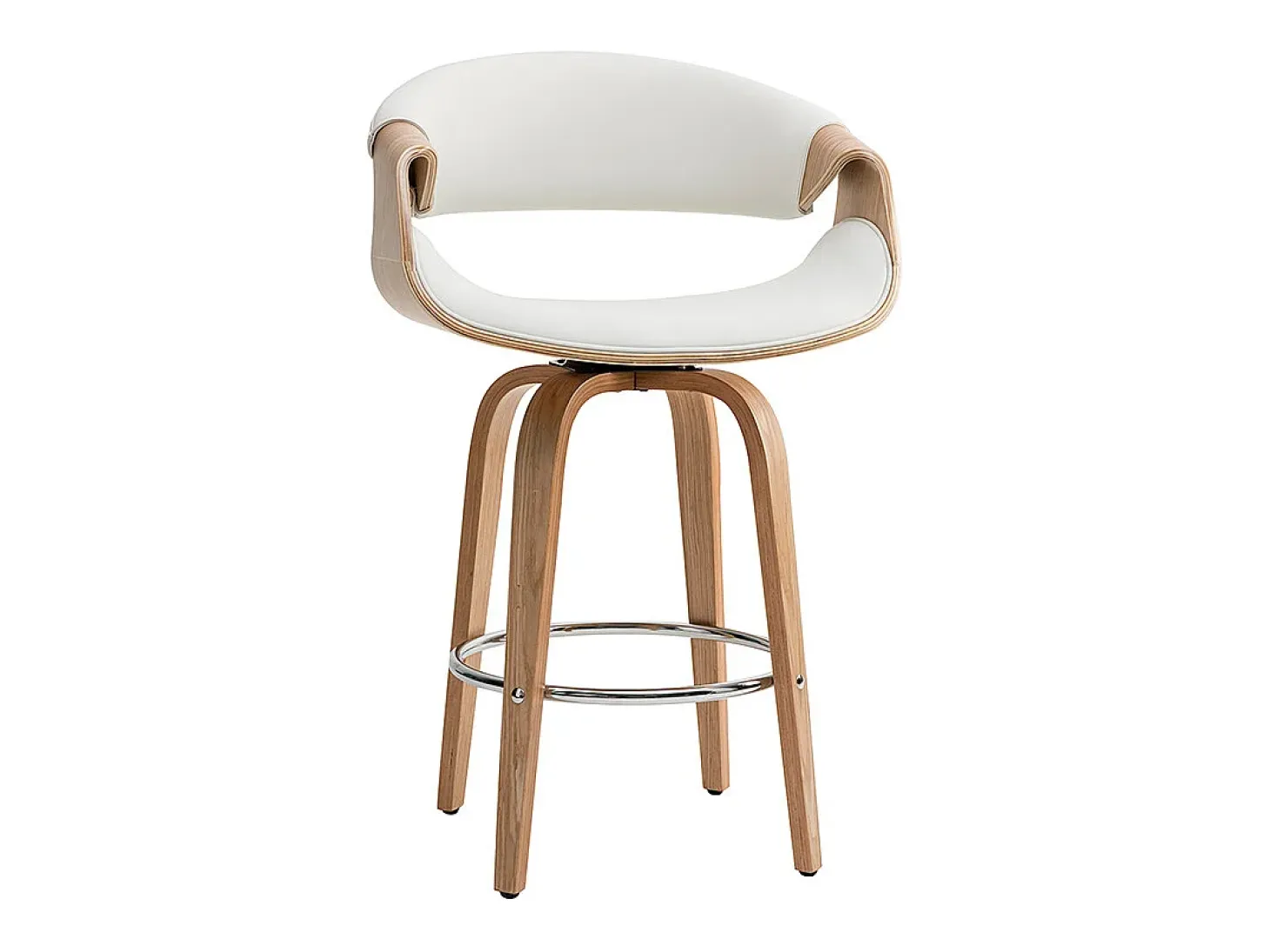 Taburete de bar moderno blanco y madera clara 68 cm ARAMIS