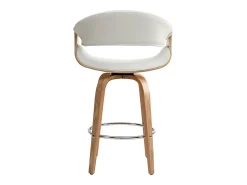 Taburete de bar moderno blanco y madera clara 68 cm ARAMIS