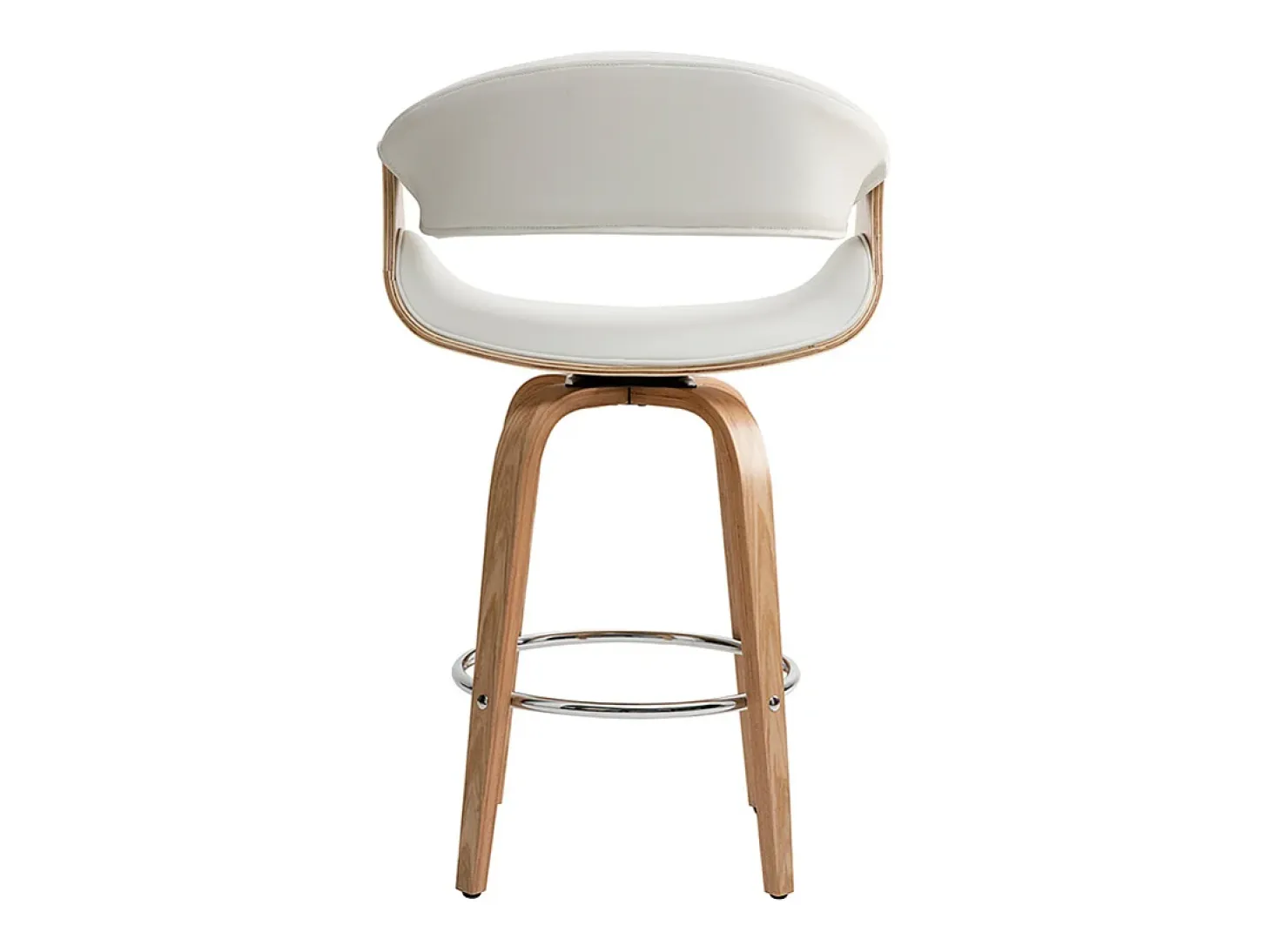 Taburete de bar moderno blanco y madera clara 68 cm ARAMIS
