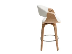 Taburete de bar moderno blanco y madera clara 68 cm ARAMIS
