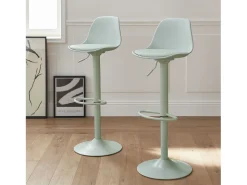 Taburete de bar regulable con imitación cuero, set de 2 verde celadón