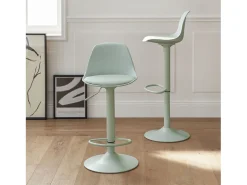 Taburete de bar regulable con imitación cuero, set de 2 verde celadón