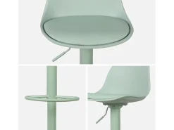 Taburete de bar regulable con imitación cuero, set de 2 verde celadón