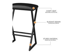 Taburete de bar set de 2 negro 40x34x64 vault