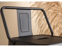 Taburete de bar Tempe Flat con respaldo, metal negro.