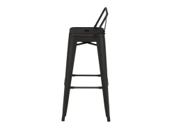 Taburete de bar Tempe Flat con respaldo, metal negro.