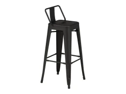 Taburete de bar Tempe Flat con respaldo, metal negro.