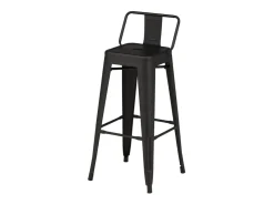 Taburete de bar Tempe Flat con respaldo, metal negro.