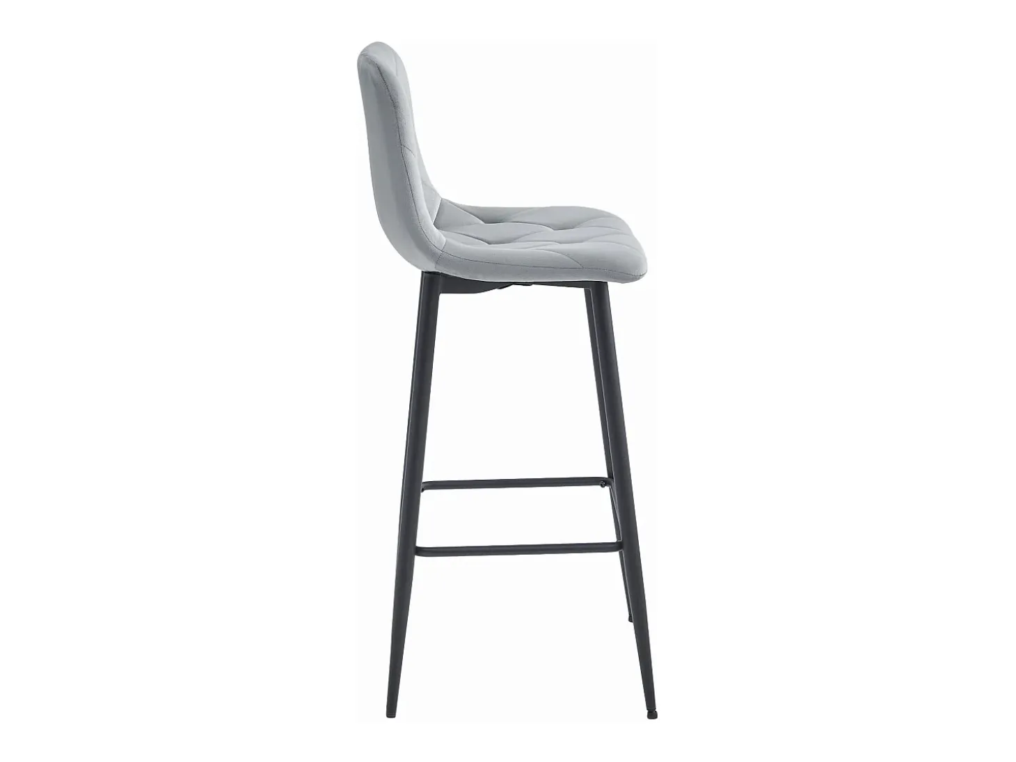 Taburete de bar Valora KODA de terciopelo gris plateado con patas de acero negro x1