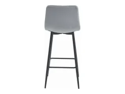 Taburete de bar Valora KODA de terciopelo gris plateado con patas de acero negro x1