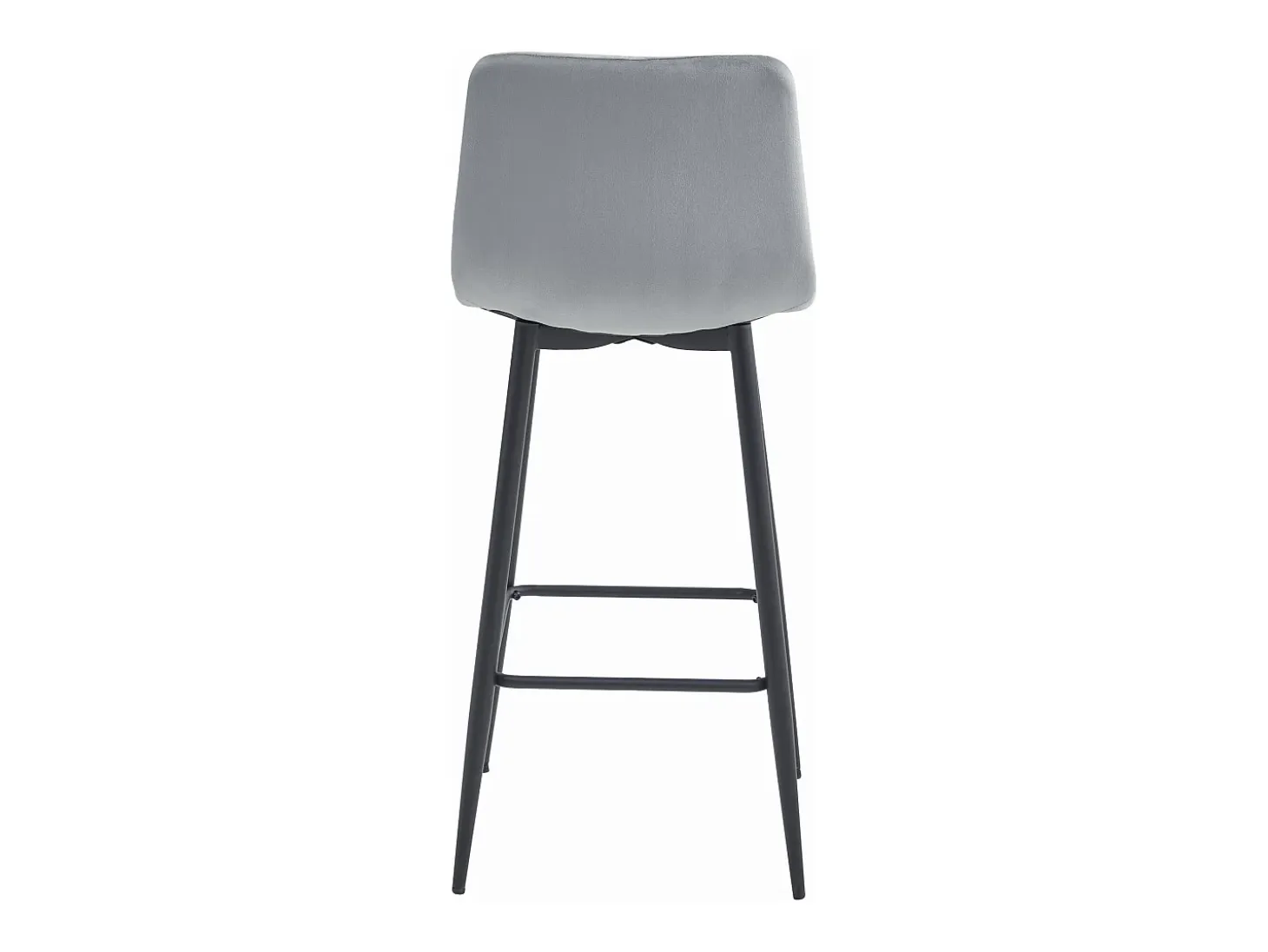 Taburete de bar Valora KODA de terciopelo gris plateado con patas de acero negro x1