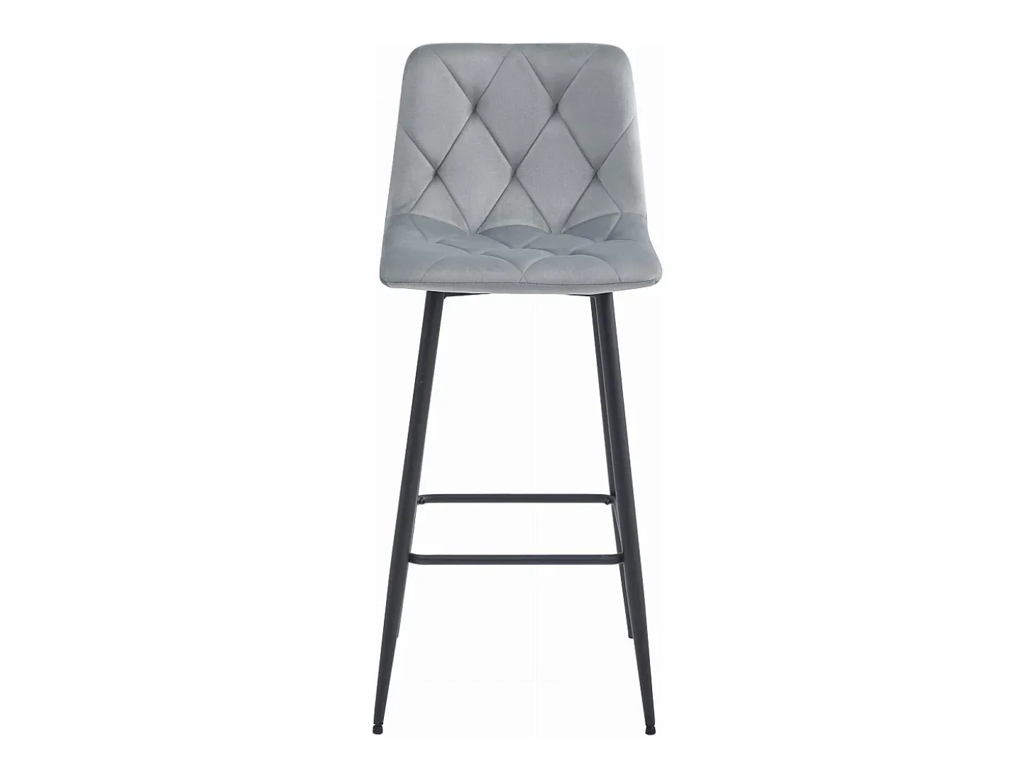 Taburete de bar Valora KODA de terciopelo gris plateado con patas de acero negro x1