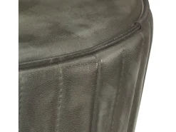 Taburete de cocina de cuero auténtico gris envejecido ES97382