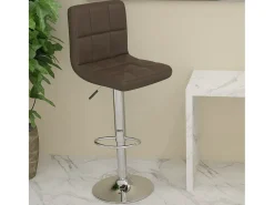Taburete de cocina de cuero sintético marrón