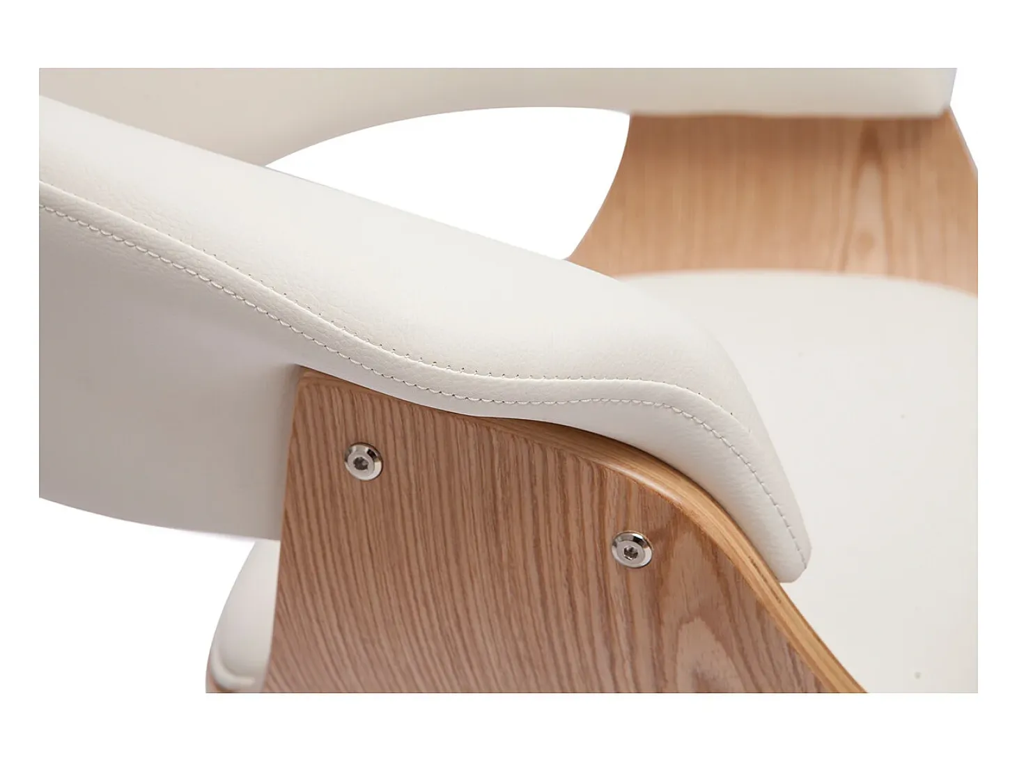 Taburete de cocina de diseño giratorio blanco y madera clara 67 cm OKTAV