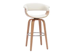 Taburete de cocina de diseño giratorio blanco y madera clara 67 cm OKTAV