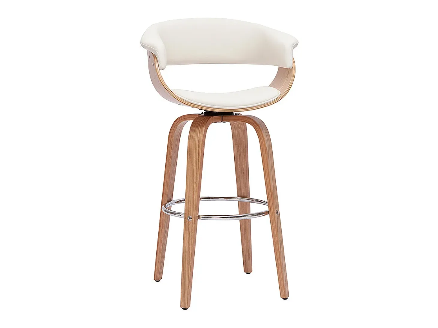 Taburete de cocina de diseño giratorio blanco y madera clara 67 cm OKTAV