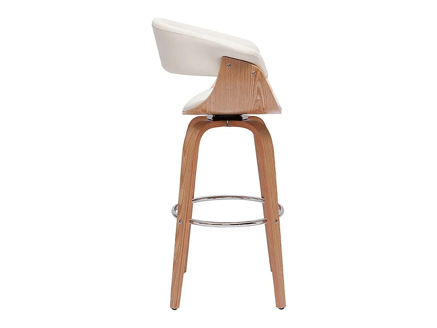 Taburete de cocina de diseño giratorio blanco y madera clara 67 cm OKTAV