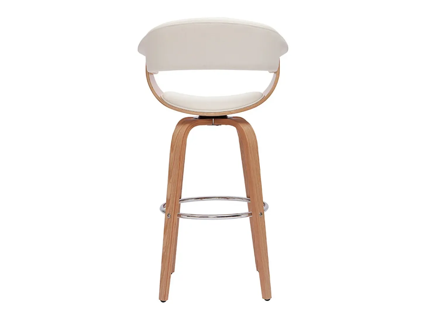 Taburete de cocina de diseño giratorio blanco y madera clara 67 cm OKTAV