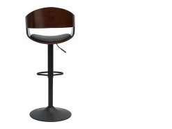 Taburete de cocina de diseño regulable negro con madera oscura EUSTACHE