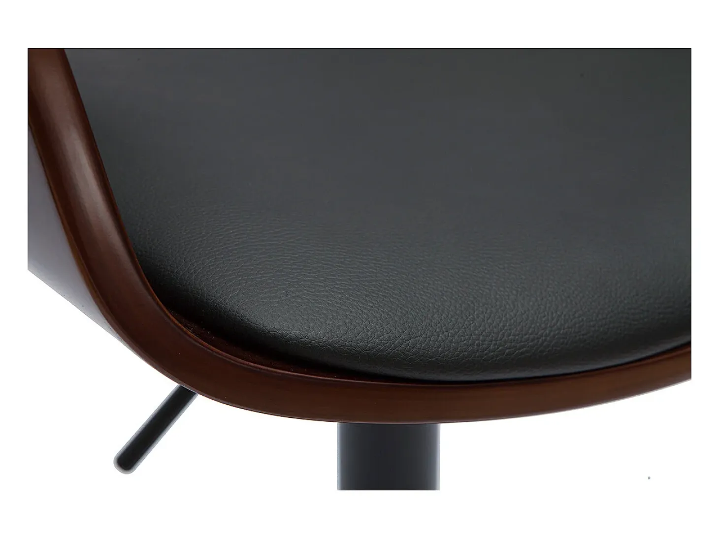 Taburete de cocina de diseño regulable negro con madera oscura EUSTACHE